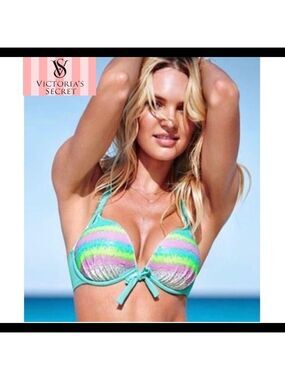 Victoria’s secret sequin push-up bikini top Sz 36C/M/10🔥